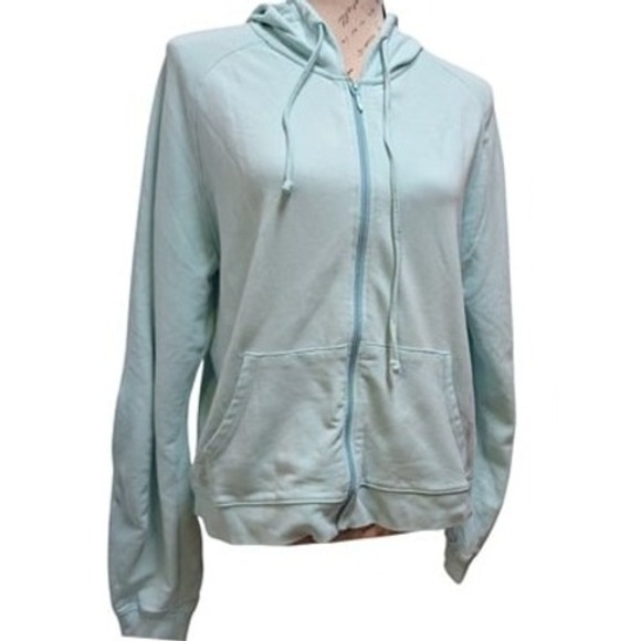 Cheetah Tops - Cheetah Womens‎ Light Blue Zip Up Hoodie Jacket Large Sporty Activewear Casual